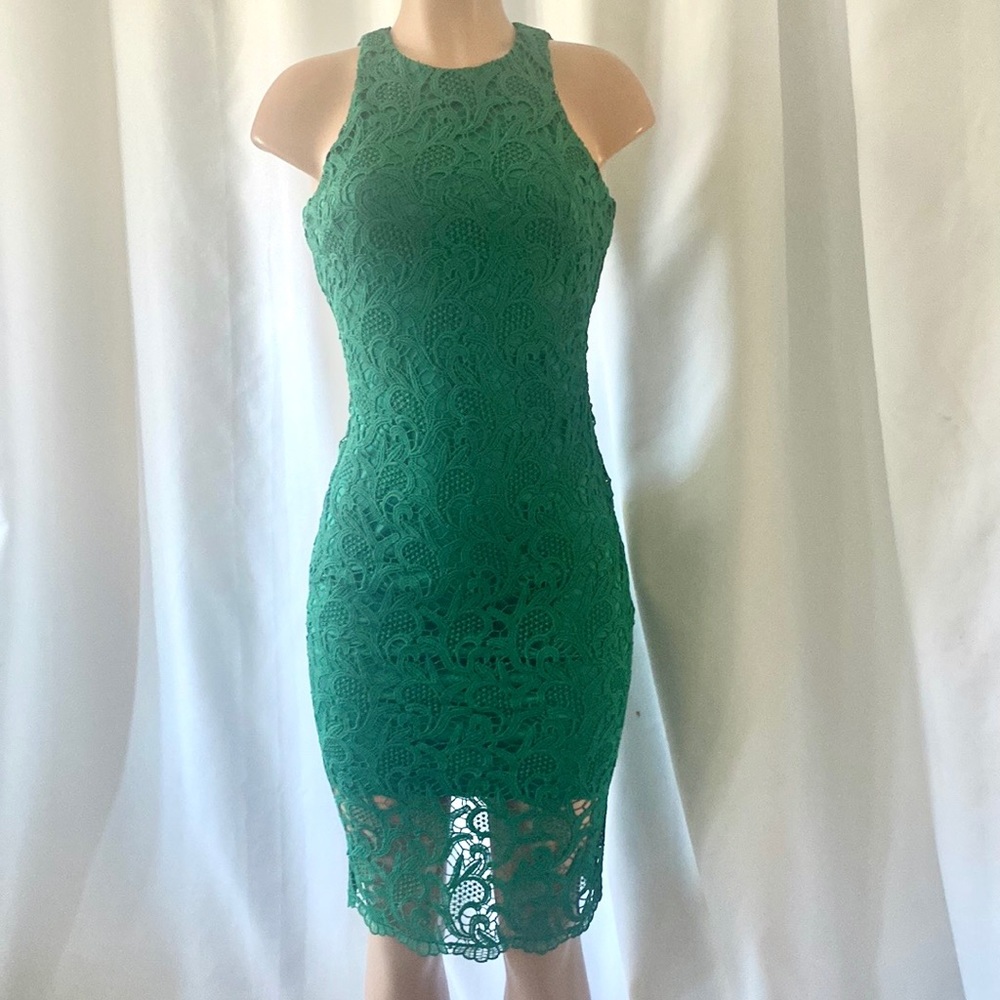 Alexia Admor Emerald Green Lace Pencil Dress